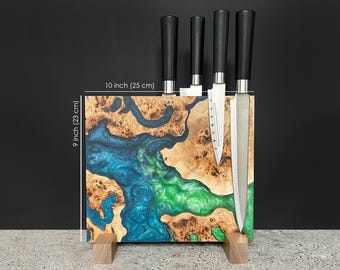 Magnetischer Messerblockhalter aus Holz mit Epoxidharz
