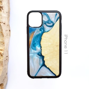 Étui en bois époxy iPhone 11, étui en résine, étui en époxy, étui en résine en bois, cadeau d’anniversaire, étui de téléphone portable, étui pour iPhone en bois, étui de téléphone en bois et en résine