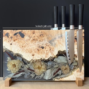 Magnetischer Messerhalter,Epoxidharz-Holzmesserhalter,Messerständer,Hochzeitsgeschenk, Weihnachtsgeschenk für Mama, Einzugsgeschenk, Hochzeitsgeschenk