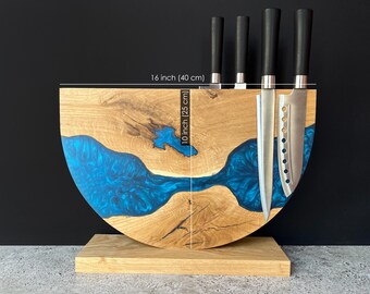 Magnetic Wood Knife Holder,Wood Resin Knife Block,Knife Board,Housewarming Wedding Birthday Gift,knife block wood,kitchen knives storage