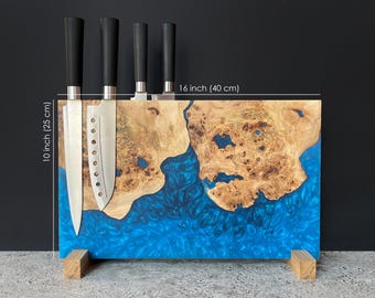 Magnetic knife block,magnetic knife holder,Wooden Knife block,messerblock,epoxy resin wood knife stand,housewarming wedding gift,knife rack