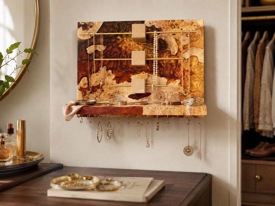 Jewelry Organizer for Wall,jewellery Stand,wood Epoxy Resin