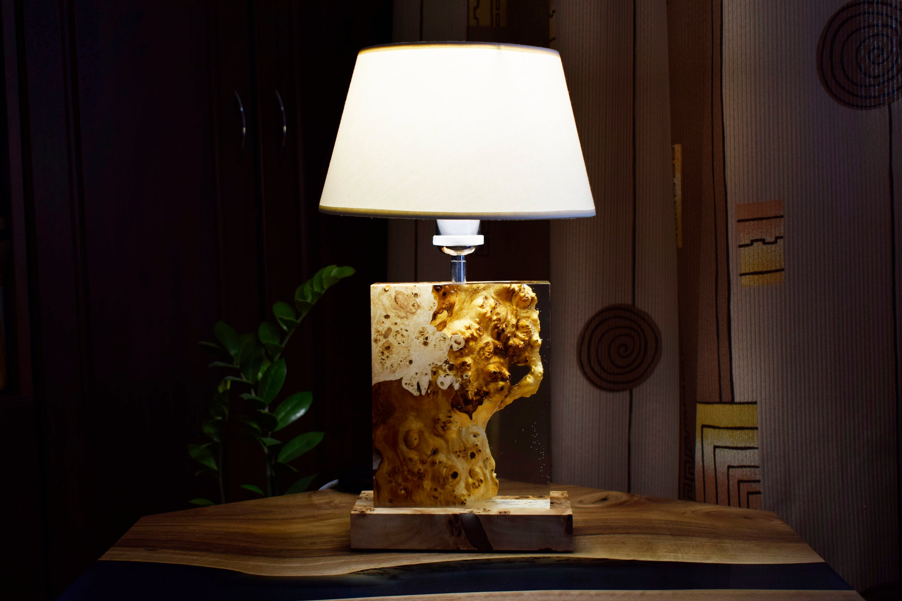 Handmade Resin Wood Lamps, Beside Lamps, Ambient Night Lights- EP