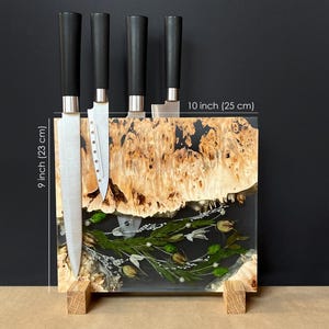 Large Wooden Magnetic Knife Block with Epoxy Resin,knife strip,knife holder,Wood Knife Stand,Magnetic Knife Block,Kitchen Housewarming Gift