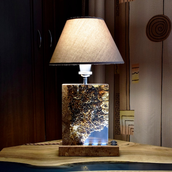 Lampada da notte, lampada da tavolo, decorazioni per la casa, illuminazione  unica, luce notturna in legno