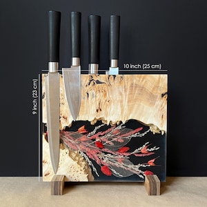 READY TO SHIP Wooden magnetic knife block,Knife display,wooden knife block,Knife Rack,Kitchen Knife block,wood and epoxy resin knife block