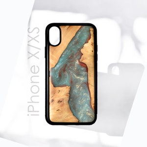 iPhone X XS Étui en bois époxy, Étui en résine époxy, iPhone 7 8 plus X XR XS Max 11 Pro Max Case Boho Style, Cadeau boyfriend, cadeaux du 5ème anniversaire