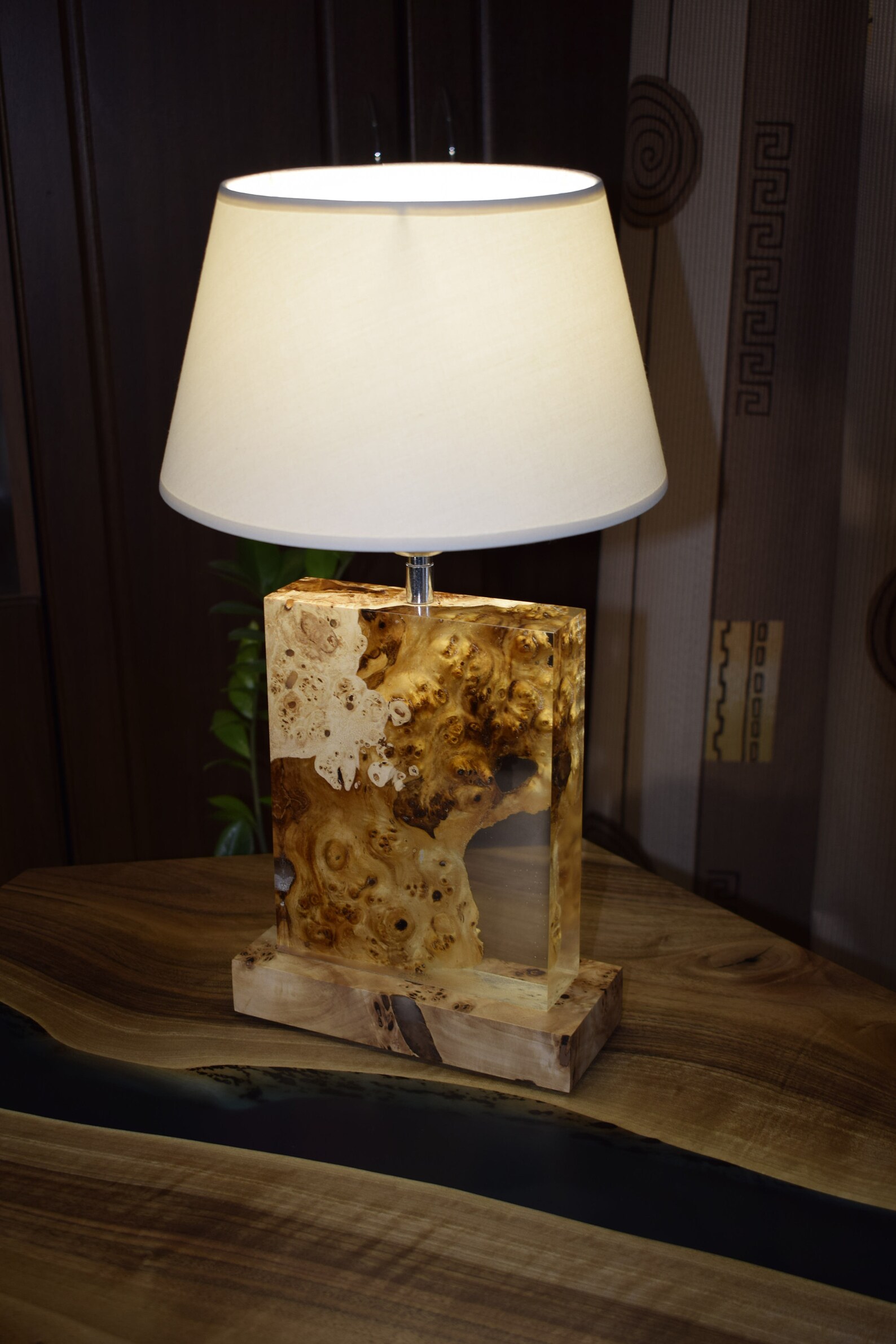 Epoxy Lamp, Epoxy Resin Wood Night Light, Vintage Wooden Epoxy Resin ...