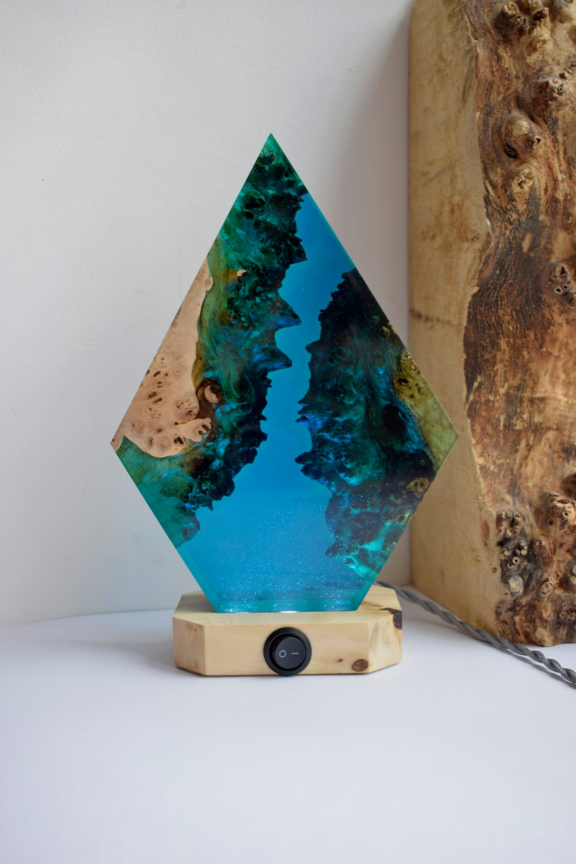 Epoxy Crystal Night LampEpoxy Resin Wood Light LampBlue Etsy
