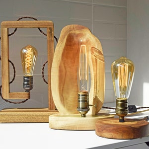 Reclaimed Wood Edison Bulb Lamp,Eco friendly Modern Wood lamp,Rustic Farmhouse lighting,Trending Home Decor,First Home Housewarming Gift
