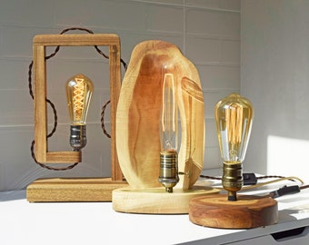 Reclaimed Wood Edison Bulb Lamp,Eco friendly Modern Wood lamp,Rustic Farmhouse lighting,Trending Home Decor,First Home Housewarming Gift