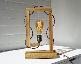 Wood Edison Lamp,epoxy lamp,bedside lamp,edison desk lamp,friendship lamp,housewarming gift,industrial lamp,light fixture,wood table lamp