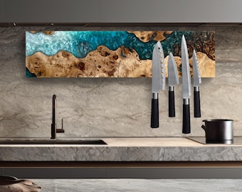 Magnetic Knife Rack,Wood Resin Magnetic Knife Strip,Dried flowers Knife Holder,Wall Mounted Knife Rack,Knife storage,Large Knife Block Strip