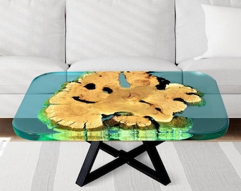 Live Edge Wood Epoxy Resin Coffee Table,side table,end table,epoxy table,sofa table,wooden round coffee table,large glass coffee table