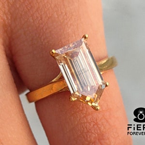 Stunning Yellow Bullet Cut Moissanite Designer Wedding Anniversary Ring, Unique 5 Prong Cathedral Set Bridal Ring, Party Wear Ring For Women