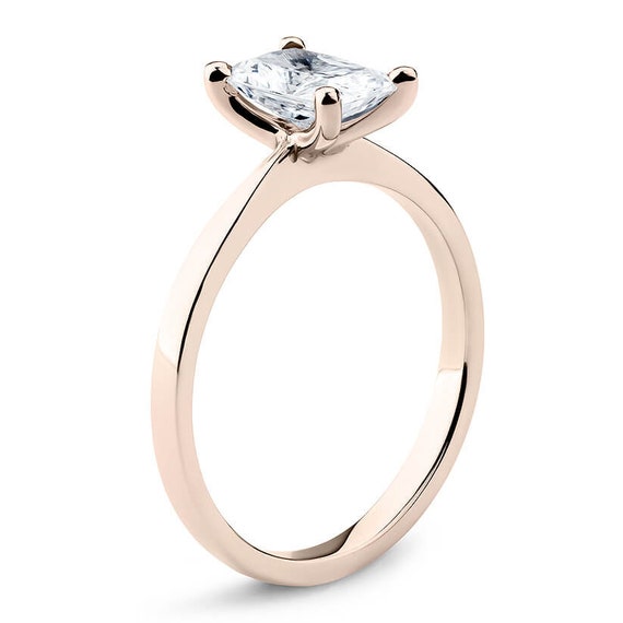 Lovely 1 Carat radiant Cut Full White Moissanite 10K14K18K WhiteYellowRose Gold 4 Prong Classic Solitaire Ring For Engagement,Wedding