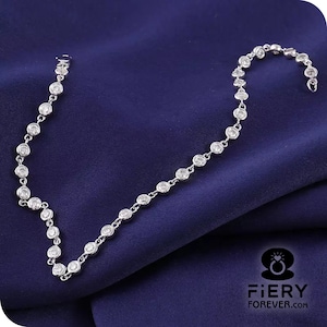 Bezel Set Wedding Bracelet, Wonderful 3.50 MM Round Cut Moissanite Engagement Bracelet For Fiancée, Lobster Claw Lock Tennis Bridal Bracelet