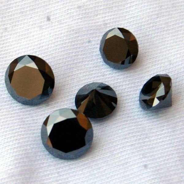 5 Pieces lot of Shiny Jet Black Round Diamond Cut Real Loose Moissanite for Ring, Earring, pendant (Wholesale Price),