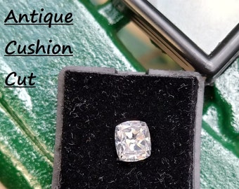 Moissanita antigua suelta, incolora, de 9 x 7 mm y 2,25 quilates, talla cojín alargada, para anillo, pendiente, colgante o regalo (precio al por mayor).