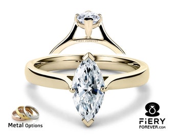 Superb 1/ 1.30/ 1.65 Carat Marquise Cut Moissanite Anniversary Ring, 4 Prong Solitaire Ring For Engagement, Memorial Day Gift For Girlfriend