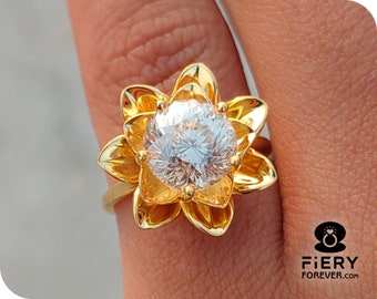 Antique Floral Basket Set Designer Wedding Ring, Vintage 1.60/ 2.25/ 3.25 Carat Yellow Portuguese Cut Moissanite Engagement Ring For Fiancée