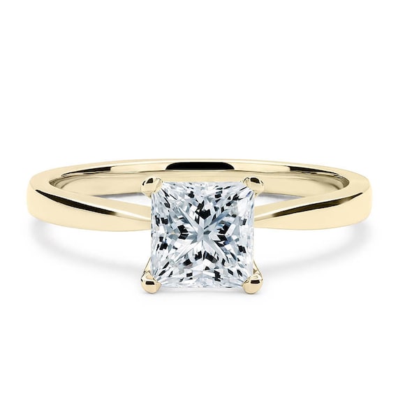 Lovely 1 Carat radiant Cut Full White Moissanite 10K14K18K WhiteYellowRose Gold 4 Prong Classic Solitaire Ring For Engagement,Wedding
