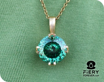 4 CT Fancy Green Portuguese Cut Moissanite Pendant, Solitaire Art Deco Moissanite Pendant, Birthday Gift Pendant, Christmas Gift for Her
