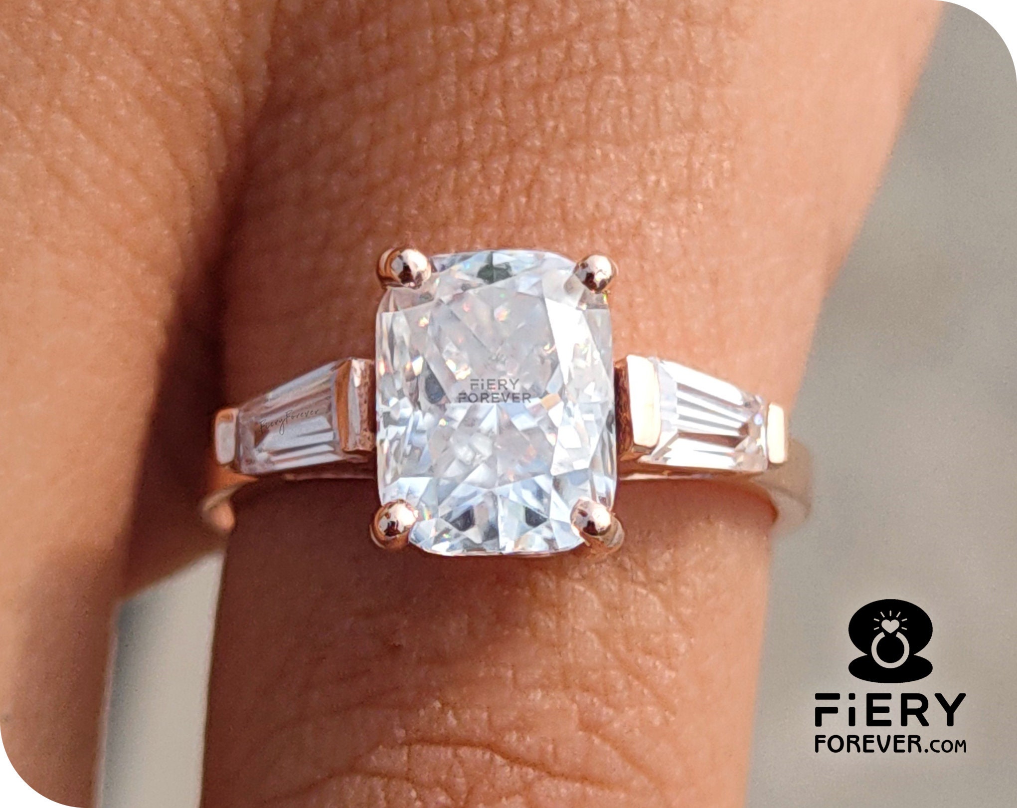 Elongated Cushion With Baguettes Elongated Cushion Cut Double