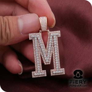 A-Z Alphabet Custom Letter Hip Hop Pendant, 2.50 TCW Round Brilliant Cut Moissanite Anniversary Pendant, Initial Name Letter Men's Pendant