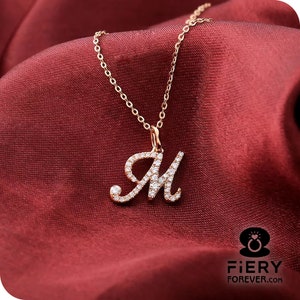 Unisex Alphabet Charm Pendant, Round Brilliant Cut Moissanite Cable Chain Necklace, Customized A-Z Initial Letter Pendant For Promotion Gift