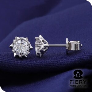 Unique Flower Basket Set Solitaire Stud Earrings, Trendy 1/ 1.50/ 2 TCW Round Cut Moissanite Wedding Earrings, Daily Wear Earrings For Girls