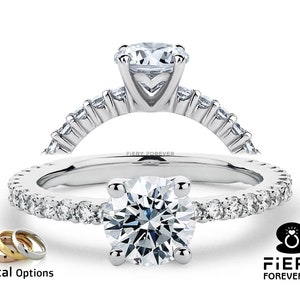 Delicate 1 / 1.5 / 2 Carat Round Brilliant Cut Floating Moissanite 3/4 Eternity Bubble Ring, Designer 4 Prong Basket Set Ring For Engagement