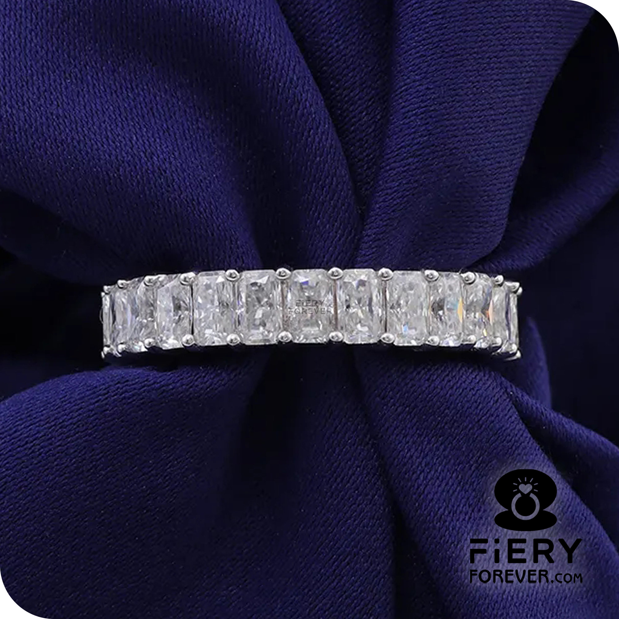 Amazing 5x3mm Radiant Cut Moissanite Matching Stackable Band For Engagement Ring, Full Eternity Designer Wedding Band, Valentine's Gift Ring