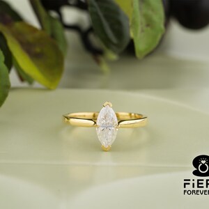 Simple 4 Prong Cathedral Set Solitaire Ring, Delicate 1/ 1.30/ 1.65 Carat Marquise Cut Moissanite Anniversary Ring, New Year Gift For Ladies