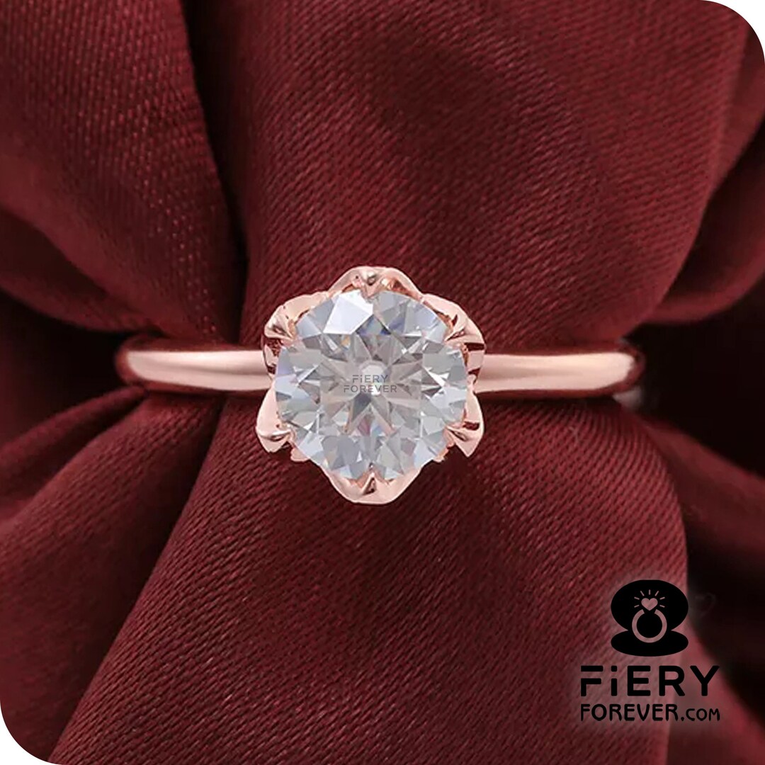 Simple Solitaire Rong Simple Solitaire Ring, Unique 1.15/ 1.75/ 2.50 Carat Round Cut ...