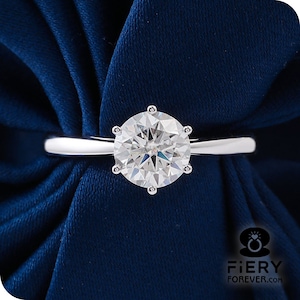 Solitaire Ring, 1.15/ 1.75/ 2.5 Carat Round Cut Moissanite Engagement Ring, Tulip Basket Set Tapered Band Anniversary Ring, Valentine's Gift