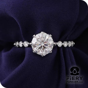 Antique 1.15/ 1.75/ 2.5 Carat Round Cut Moissanite Engagement Ring, 8 Prong Tulip Basket Set Wedding Ring, Bubble Prong Set Anniversary Ring