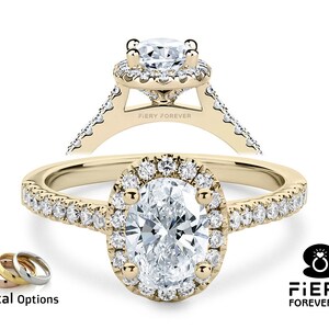 Elegant 1.35/ 2/ 2.8 Carat Oval Cut Moissanite Halo With Hidden Halo Ring Engagement, 4 Prong Cathedral Set Wedding Gift, Love Proposal Ring
