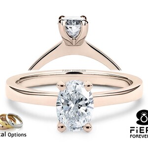 Four Prong Basket Set Classic Solitaire Ring, Outstanding 1.4/ 2/ 2.8 Carat Oval Cut Colorless Moissanite Ring For Wedding Anniversary Gift