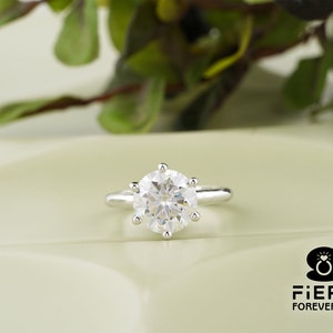 6 Prong Comfort Fit Solitaire Engagement Ring, Elegant 1/ 1.5/ 2 Carat Round Brilliant Cut Moissanite Anniversary Gift Ring, Minimalist Ring