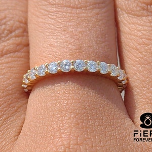 Classic Comfort Fit Full Eternity Stacking Ring, Wonderful Round Brilliant Cut Moissanite Minimalist Band, Matching Band For Bridal Set Ring