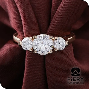 Classic Trellis Basket Wedding Ring For Bride, 1.20/ 2/ 2.50 Carat Round Cut Moissanite Ring, Three Stone Engagement Ring, Valentine's Gift