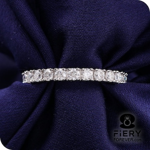 Moissanite Wedding Band, Full Eternity Round Brilliant Cut Band in Solid White/Yellow/Rose Gold, Comfort Fit Anniversary Band, Handmade Ring