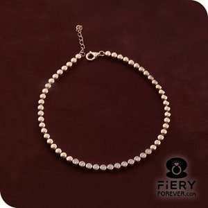 Full Bezel Set Unisex Bracelet, Antique 4 MM Round Cut Moissanite Lobster Claw Lock Engagement Bracelet, Classic Tennis Bracelet For Women
