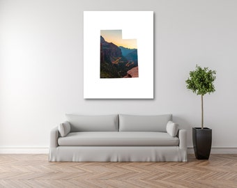 Zion National Park Landschap Print Wall Art, Utah Kaart Fine Art Print, Zion Park Wall Decor, Zion Park Natuur Foto Wall Art Home Utah Park