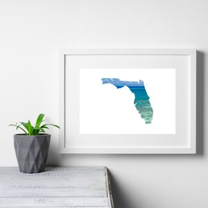 Florida State Map Print, Florida Map Blue Sea Art Poster, Modern Wall Art, USA State Poster, Home Office Decor, Printable Art