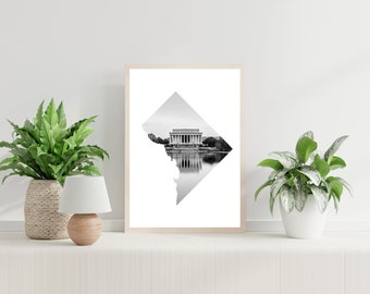 Lincoln Memorial Washington DC Print Wandkunst, Washington DC Karte Poster, Washington DC Reisefotografie, Topographic Map Wall Art