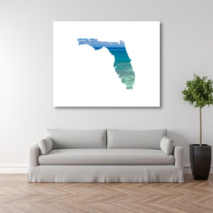 Florida State Map Print, Florida Map Blue Sea Printable Art Print, Modern Wall Art, USA State Poster, Home Office Decor, Map Wall Art