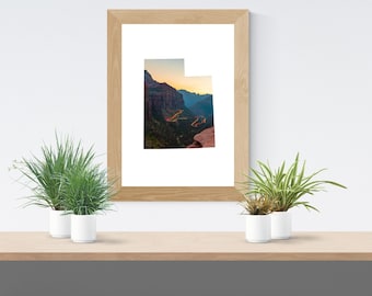 Zion National Park Landschap Wall Art, Utah Kaart Fine Art Mat Papier, Zion Park Wall Decor, Zion Park Natuur Foto Wall Art Home Utah Park