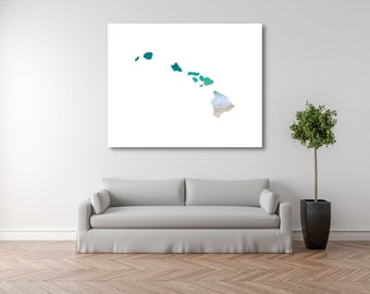 Hawaje Krajobraz Wydruk Ścienny Sztuka, Mapa Plakat Ścienny Sztuka, Dekoracja Wiejskiego Domu, Podróż Mapa Sztuka, Prezent Na Parapetówkę, Prezent Na Boże Narodzenie